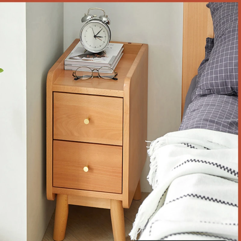 

Nordic Solid Wood Bedside Cabinet Simple Modern Bedroom Ultra Narrow Small Bedside Cabinet Simple Storage Mini Cabinet