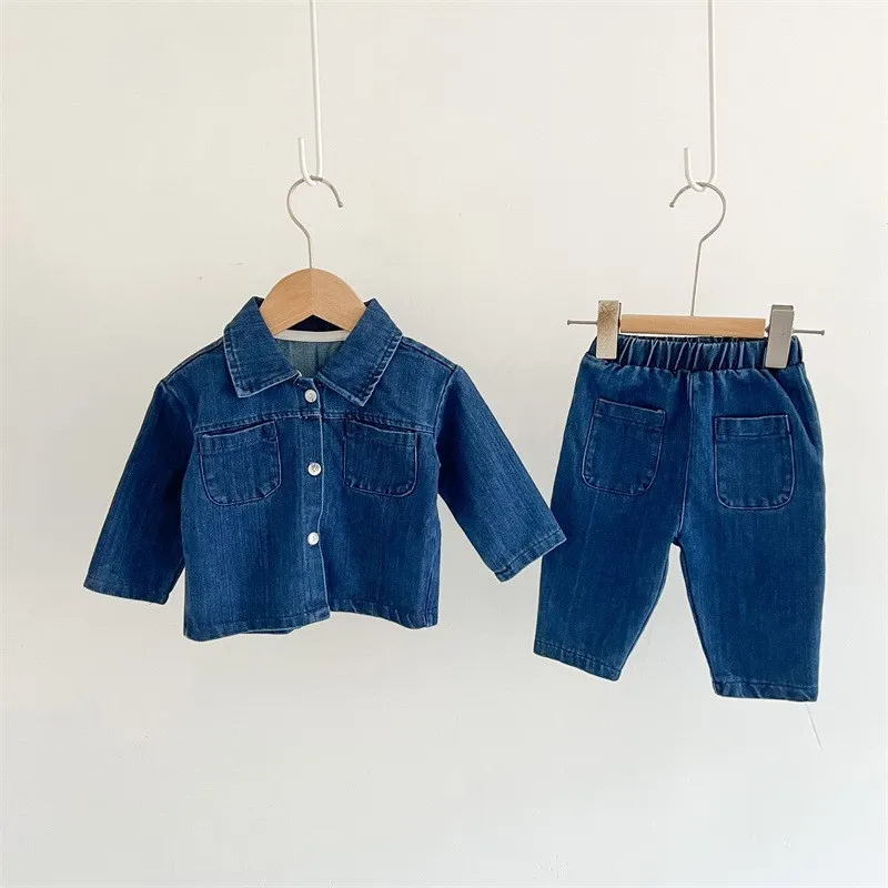 Fashion Baby Girl Boy Cotton Denim Clothes Set Shirt+Pant 2PCS Infant Toddler Child Jeans Suit Spring Autumn Baby Clothes 0-5Y