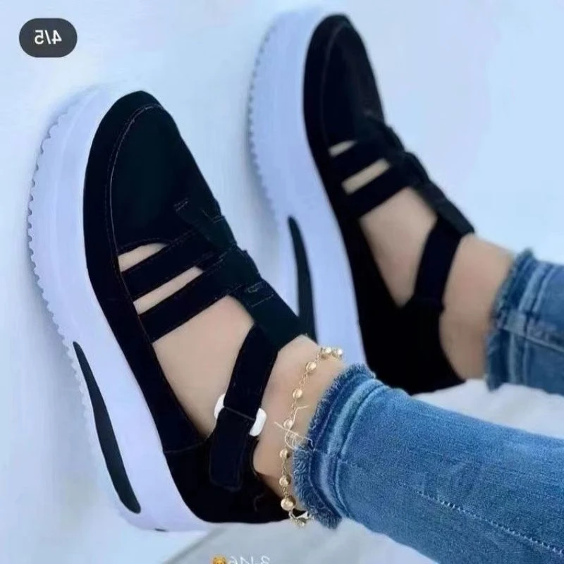 Summer 2024 New Women Breathable Mesh Wedge Casual Sport Shoes Woman Non Slip Vulcanize Sandals Platform Sneakers Plus Size 43