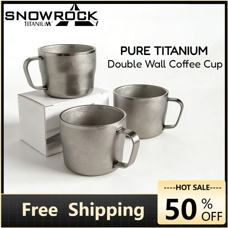 SNOWROCK Titanium Cup Double-layer Anti-scalding Coffee Cup Antibacterial Fresh-keeping Cold Teacup Camping Supplies For Outdoor