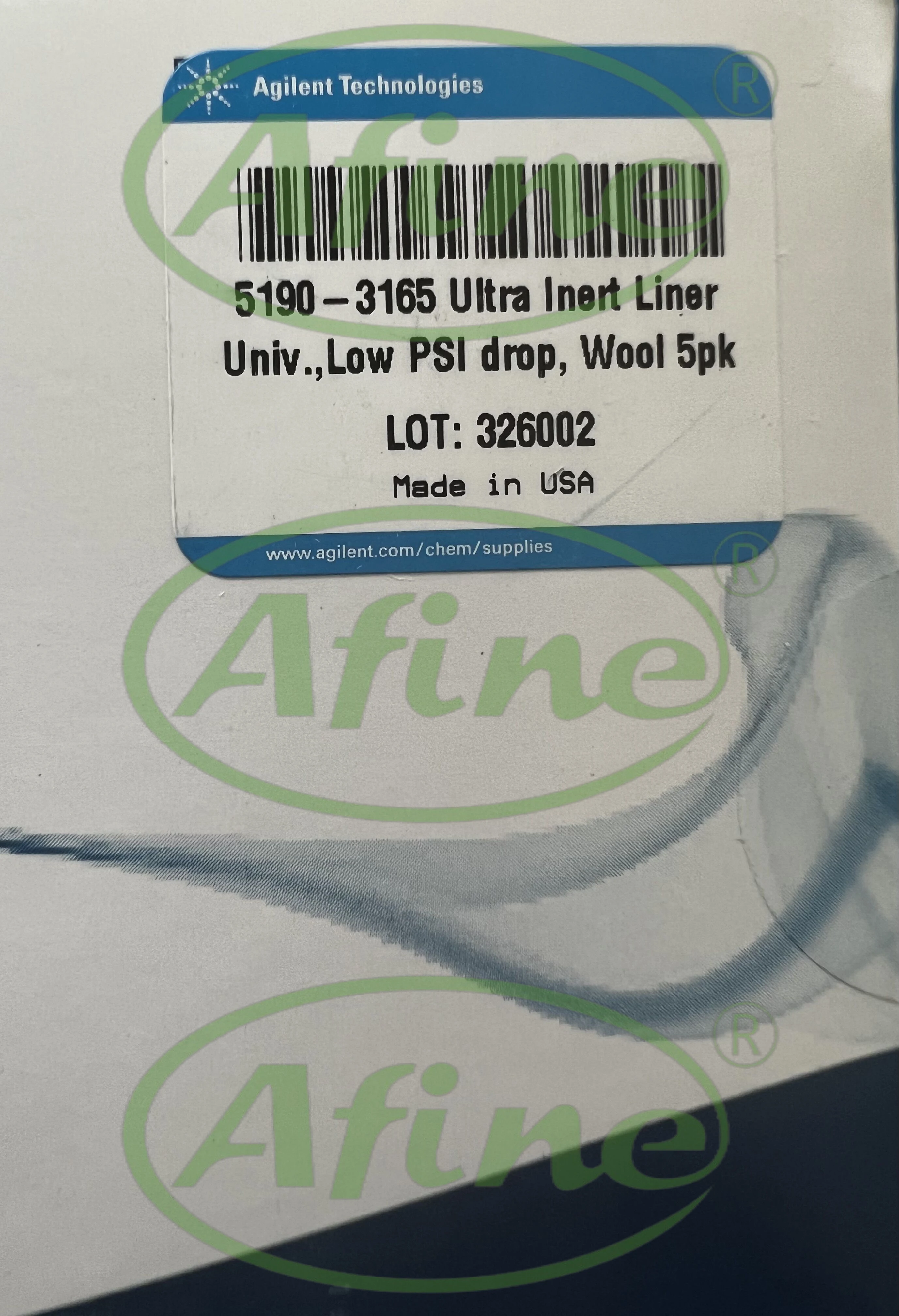 AFINE Agilent (5190-3165) Split Inlet Liner with Low Pressure Drop (5190-3163) Splitless Inlet Liner with Single Taper