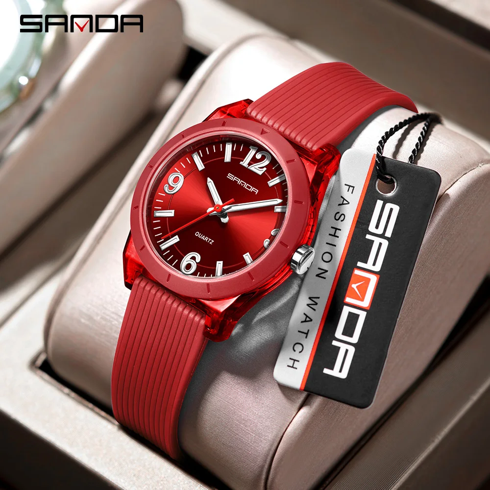 

Fashion SANDA 6277 Student Quartz Watch Silicone Strap Multi functional Sports Waterproof Student Quartz Watch