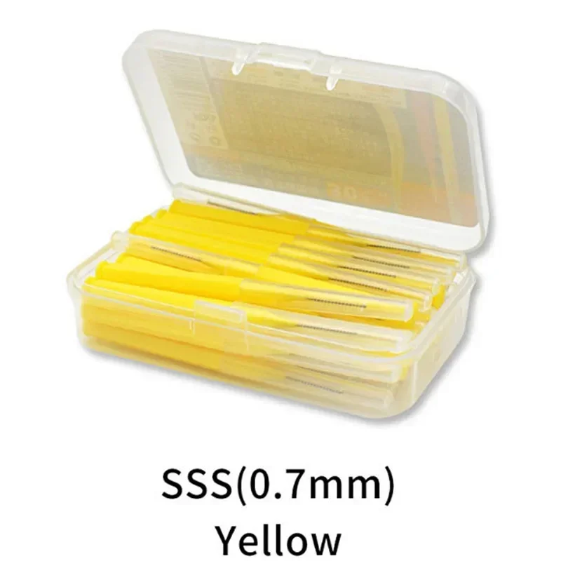 口腔ケアツール、歯間クリーナー、矯正歯科用歯ブラシ、つまようじ、I型歯間ブラシ、デンタフロス、30個/