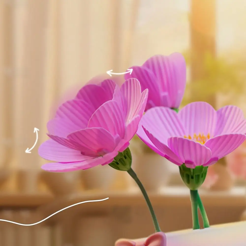 Dekoracyjna lampka nocna RGB w kształcie małego kwiatka, dotykowa, silikonowa, z nieskończonymi poziomami ściemniania, ozdoba na biurko w kształcie doniczki, zabawka.