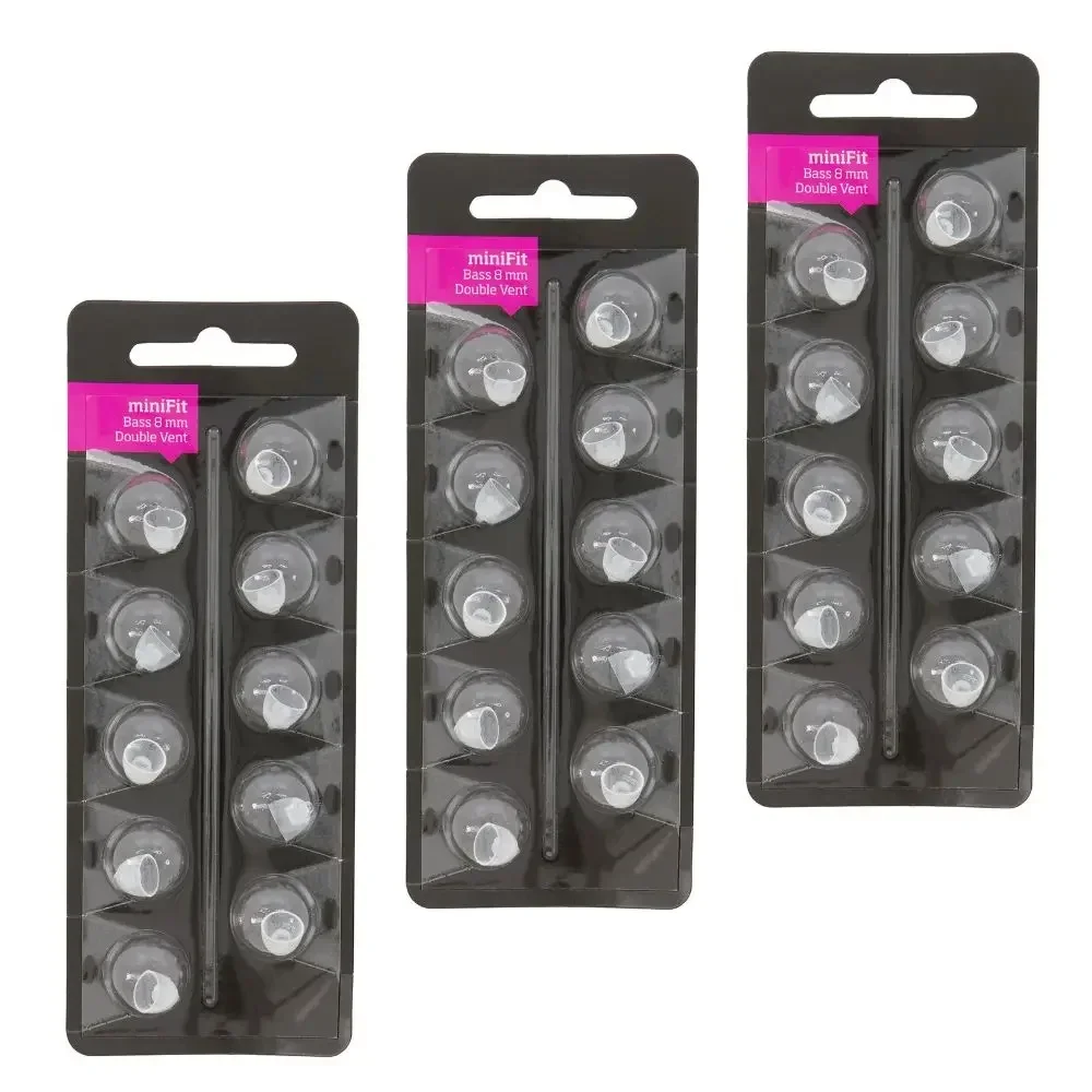 Universal 8mm Double Vent Bass Domes for Oticon MiniFit Hearing Aid Compatible Hearing Aid Supplies