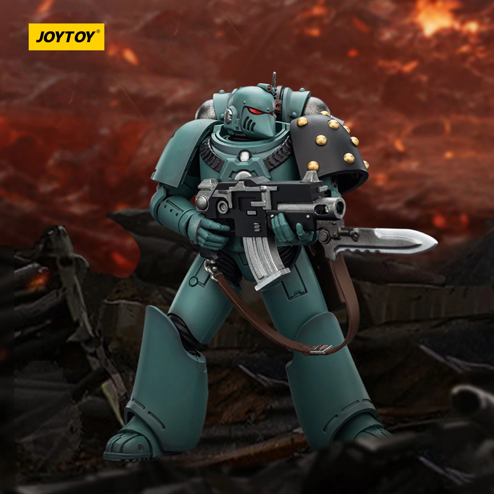 JOYTOY 1/18 Warhammer 40K Alpharius Horus Heresy Alpha Legion MKIII Taktischer Space Marine Actionfigur JT02977 Bolter mit Kampfmesser Vollständig Artikulierbares Sammlermodell Spielzeug