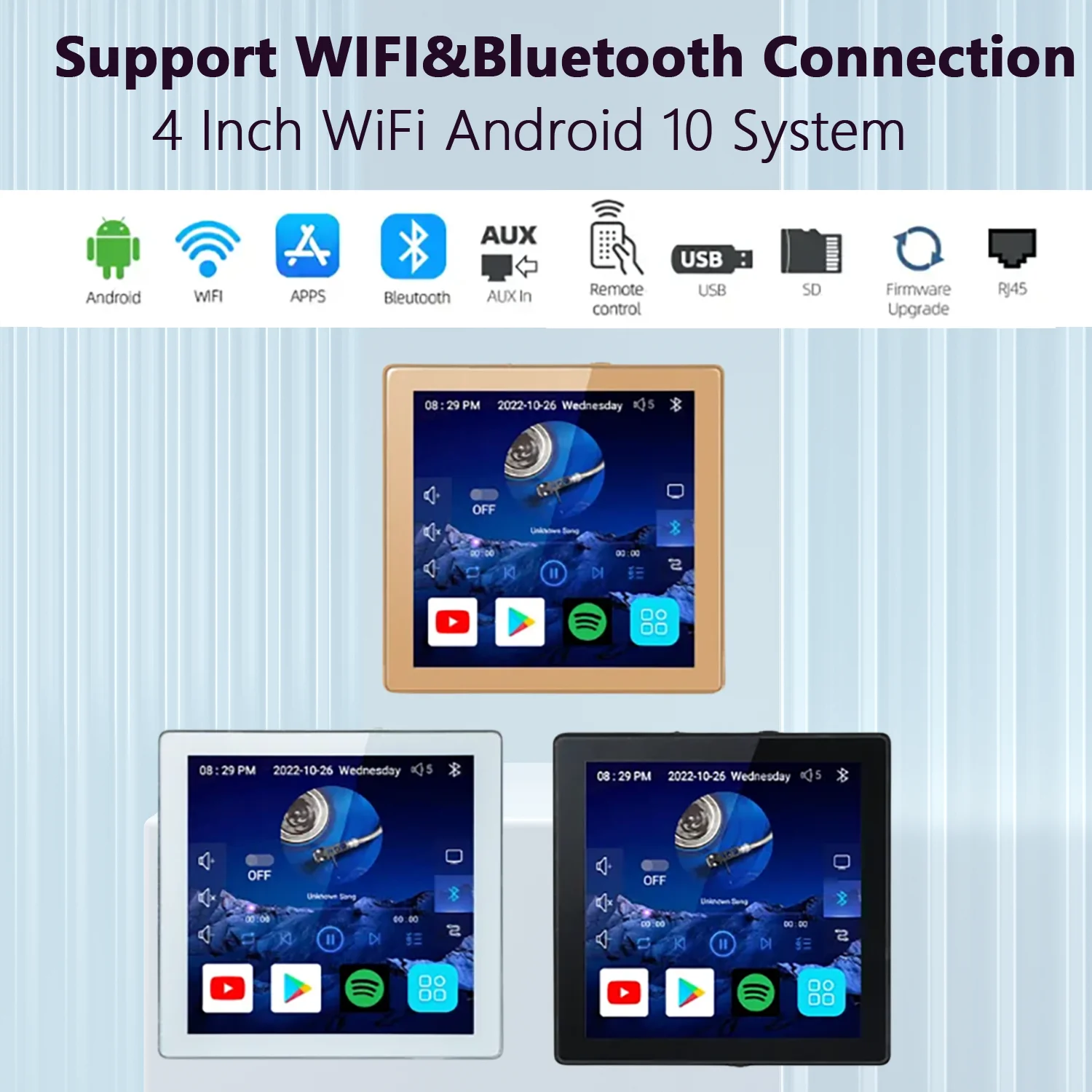 Сенсорный экран для умного дома, 4-дюймовая Wi-Fi система на базе Android 10, настенный усилитель, поддержка Alexa, голосовое управление, фоновая музыкальная аудиопанель для помещений