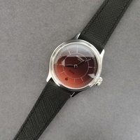 MERKUR Men Pilot Watch Retro 38mm Manual Winding Mechanical Wristwatch Sapphire 50M Waterproof M01D Gradient Red Dial