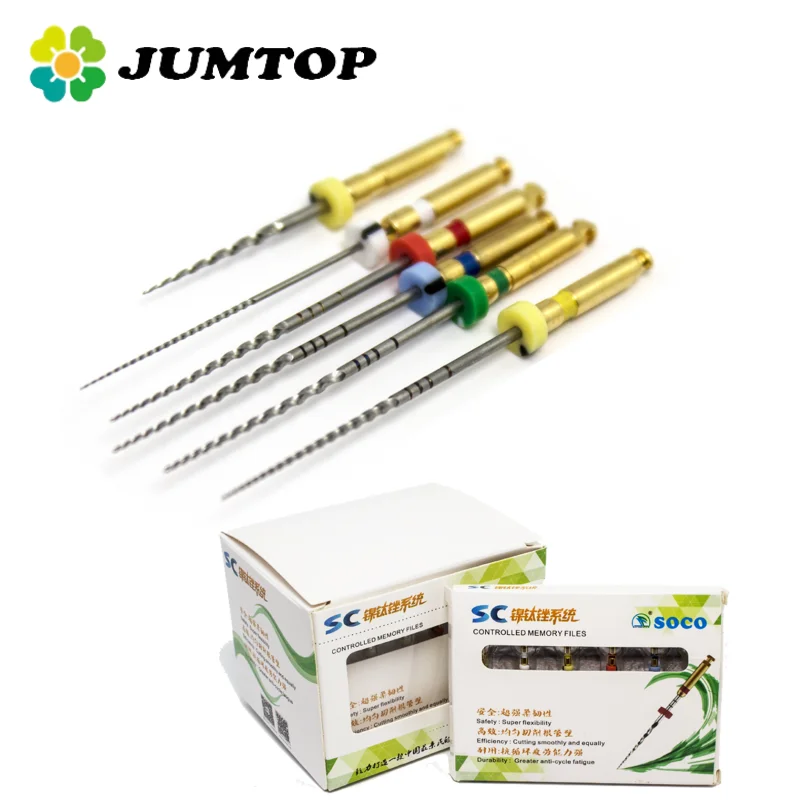 

6Pcs/Box Dental File SOCO Root Canal Taper Endodontic File Heat Activated Rotary File Flexible Dentist Materials
