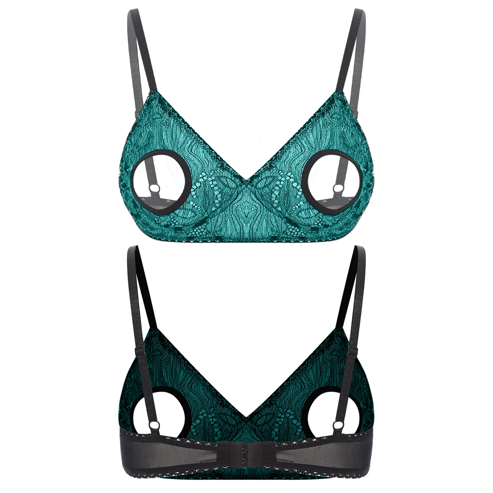 

Женский бюстгальтер с открытыми сосками на груди, открытый бюстгальтер, топы, женское кружевное нижнее белье с вырезами, бюстгальтер без косточек Rave Club Wear