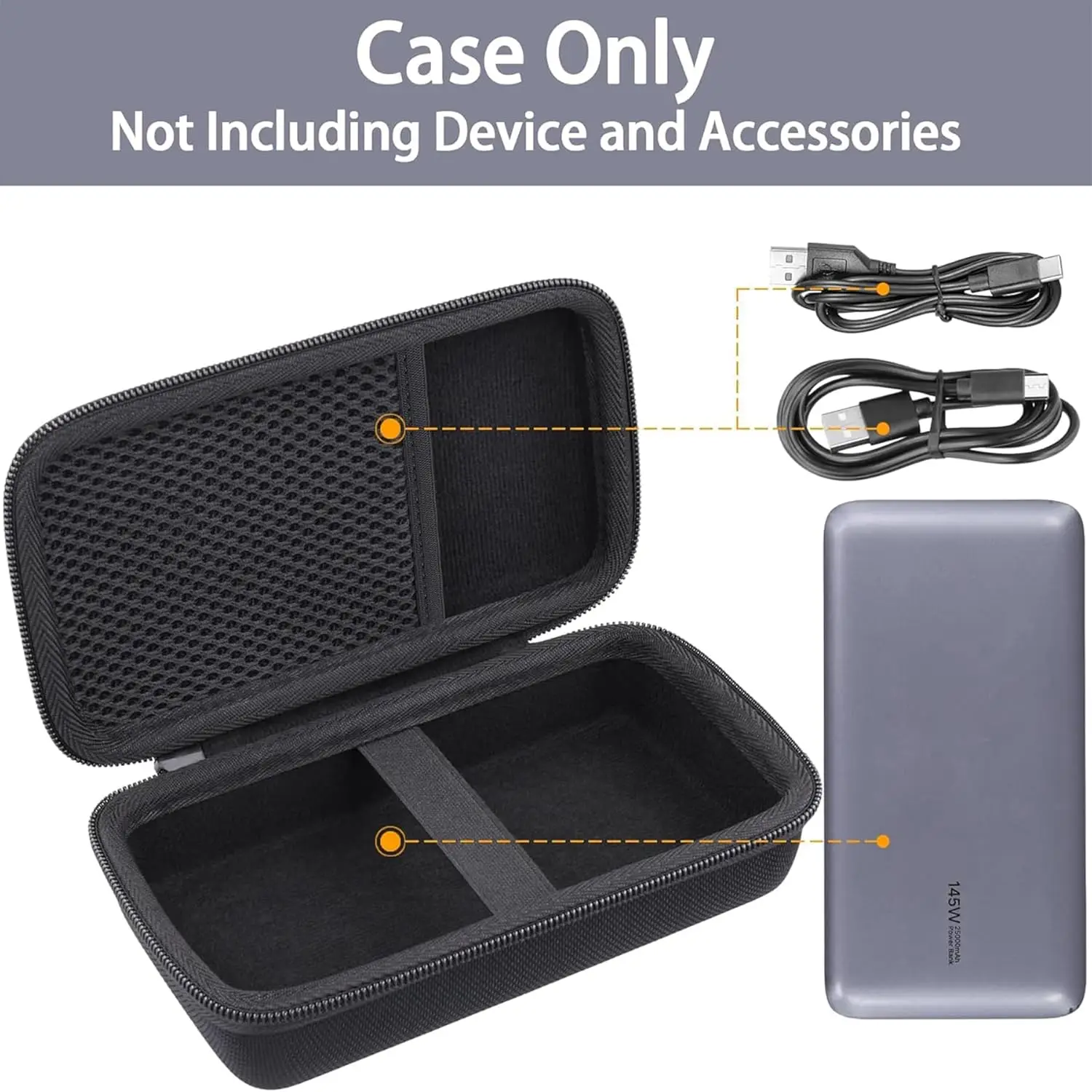 Twardy futerał EVA do przenoszenia Ugreen Nexode 145W 25000mAh 90597A/PB205 Power Bank Akcesoria Przechowywanie Torba odporna na wstrząsy -- (Tylko futerał) — zdjęcie produktu 6