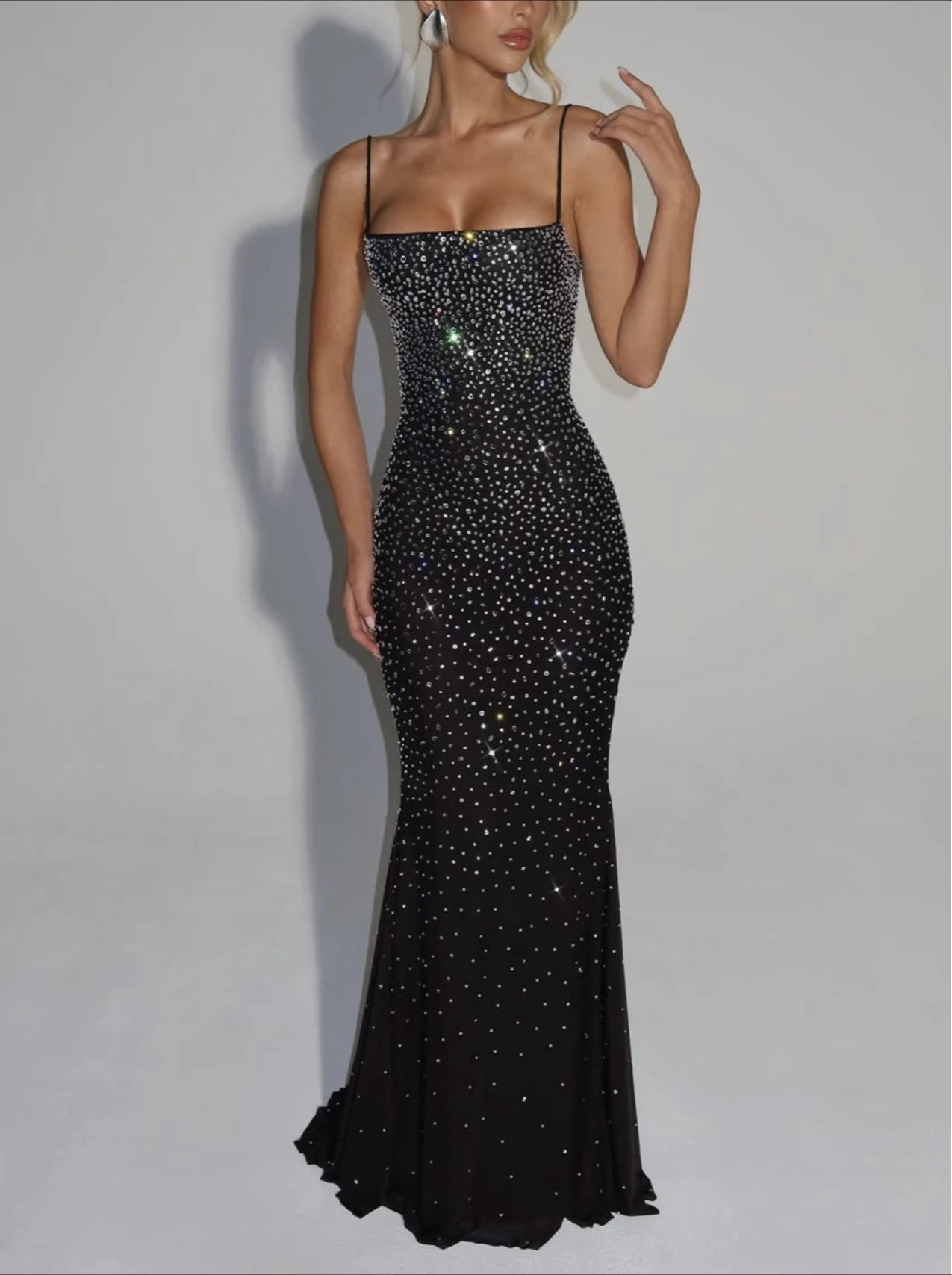 black rhinestone formal dress Beronia Black Rhinestone Maxi Dress | Dresses main image 1