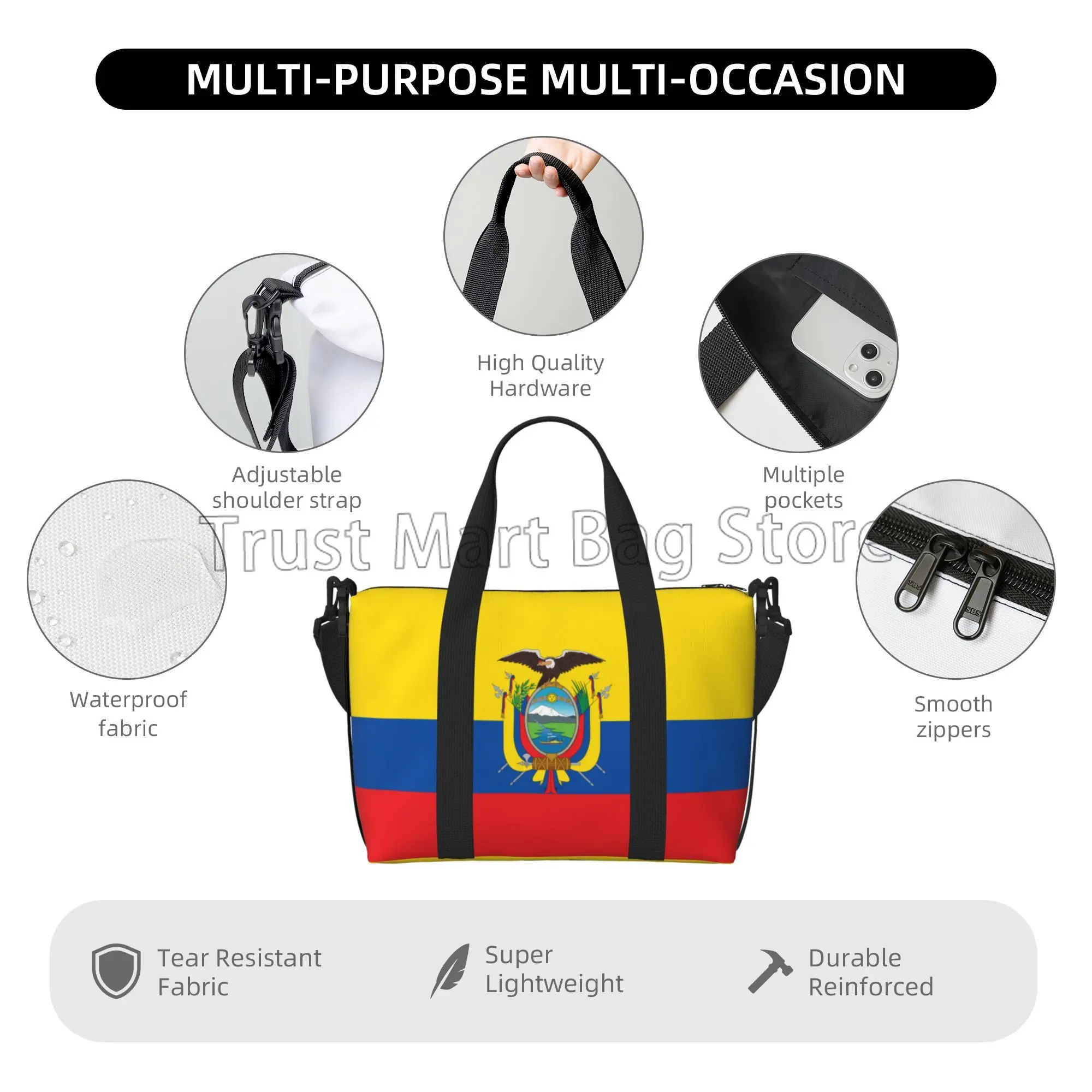 Weekender-bolsa de viaje con bandera de Perú para hombre y mujer, morral multiusos, impermeable, para deportes, gimnasio y Yoga