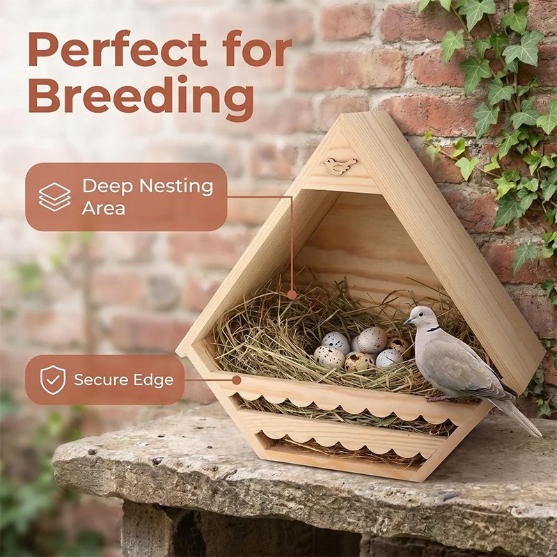 

Outdoor Wooden Birdhouse & Birdcage, Garden Courtyard Pigeon Breeding Nest Habitat