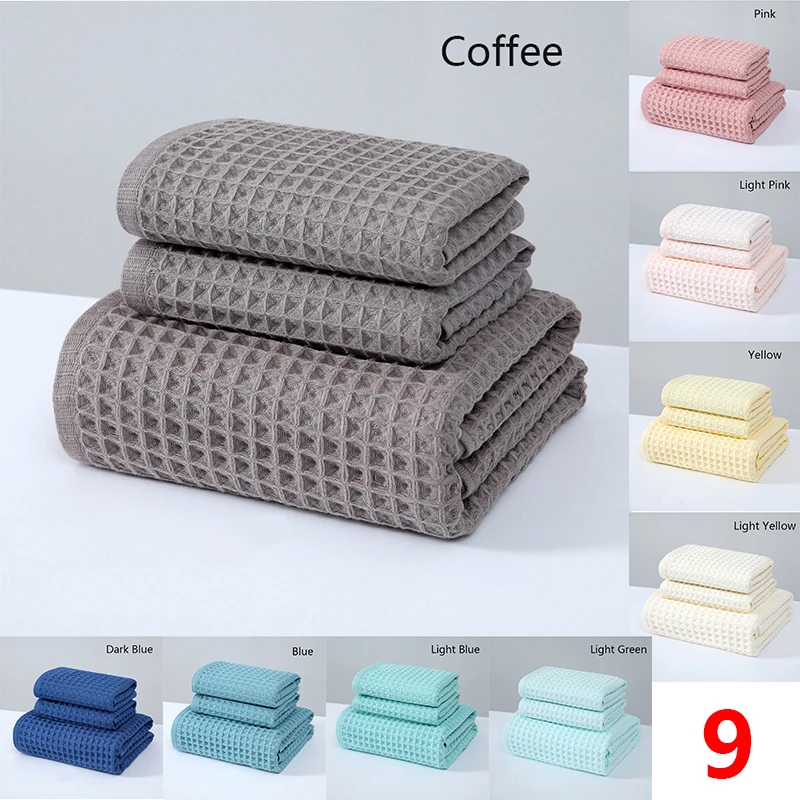 2/4 pezzi set di asciugamani da bagno in cotone 100% per bambini adulti asciugamano waffle di alta qualità morbido altamente assorbente panno per il