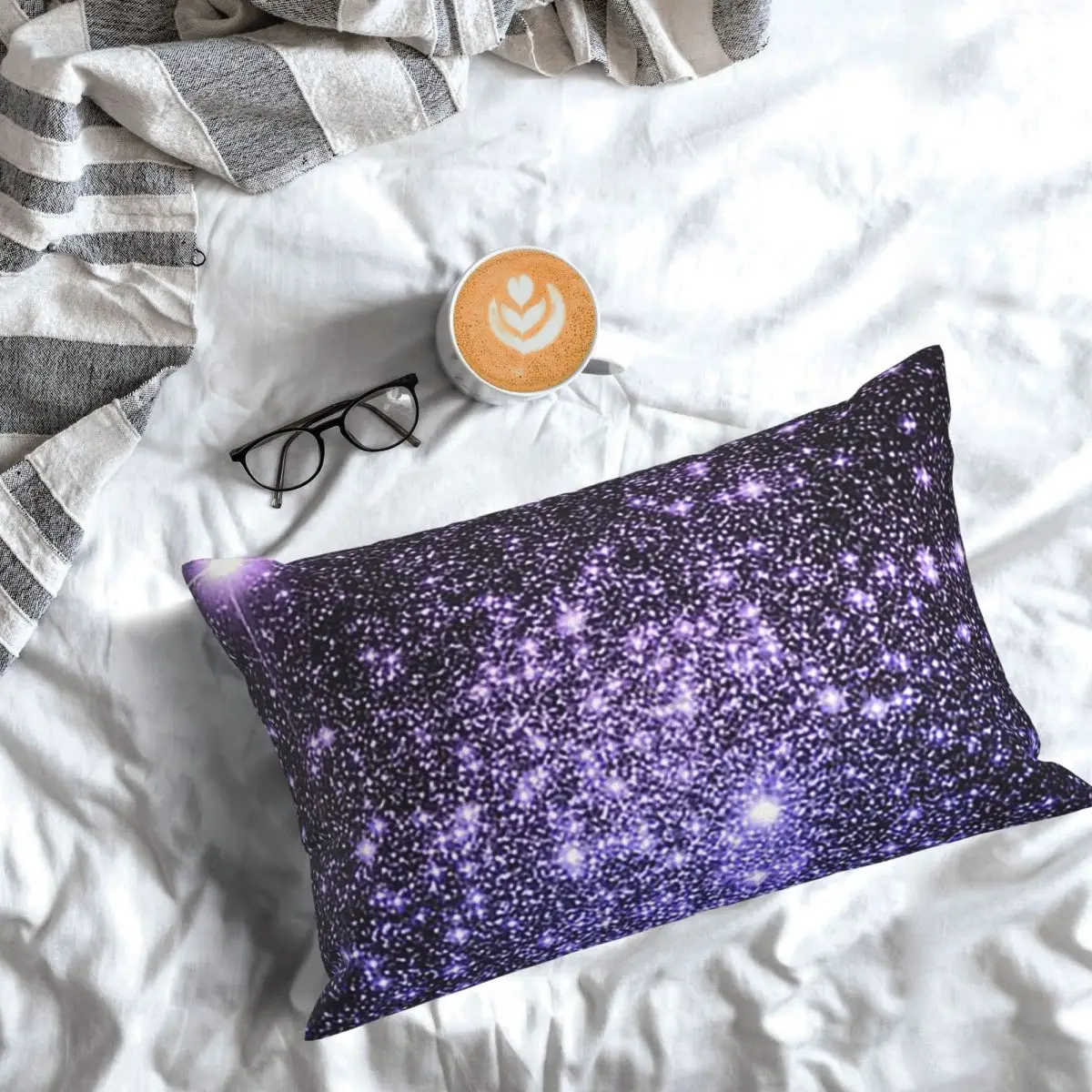 Galaxy Sparkle Stars Lavender Periwinkle Blue Ombre Rectangle Pillowcase Cushion Cover Decorative Bedroom Bed Home  Throw Pillow
