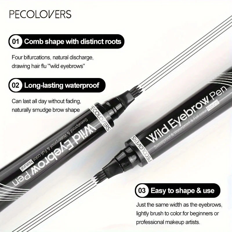 6 Colors 1pc Eyebrow Pen Waterproof 4 Split Tip Eyebrows Pen Eyebrow Tattoo Pen Waterproof Liquid Black Eyebrow Makeup Pencil