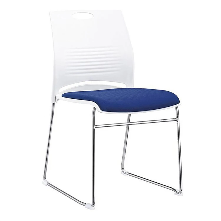 

Commercial Furniture Modern Simple Plastic Metal Frame Armless Stacking Office Chair Meeting Room Chair With Cushion