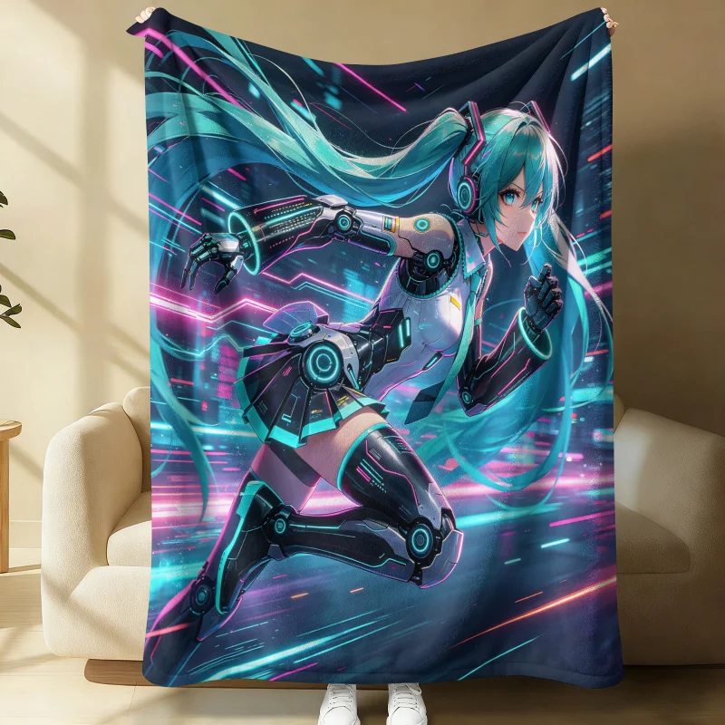 Hatsune Miku Cyberpunk Mechanische Flanell-Decke Schlafzimmer-Dekoration Anime Speed Run Nap Klimaanlagen-Decke Sofabezug