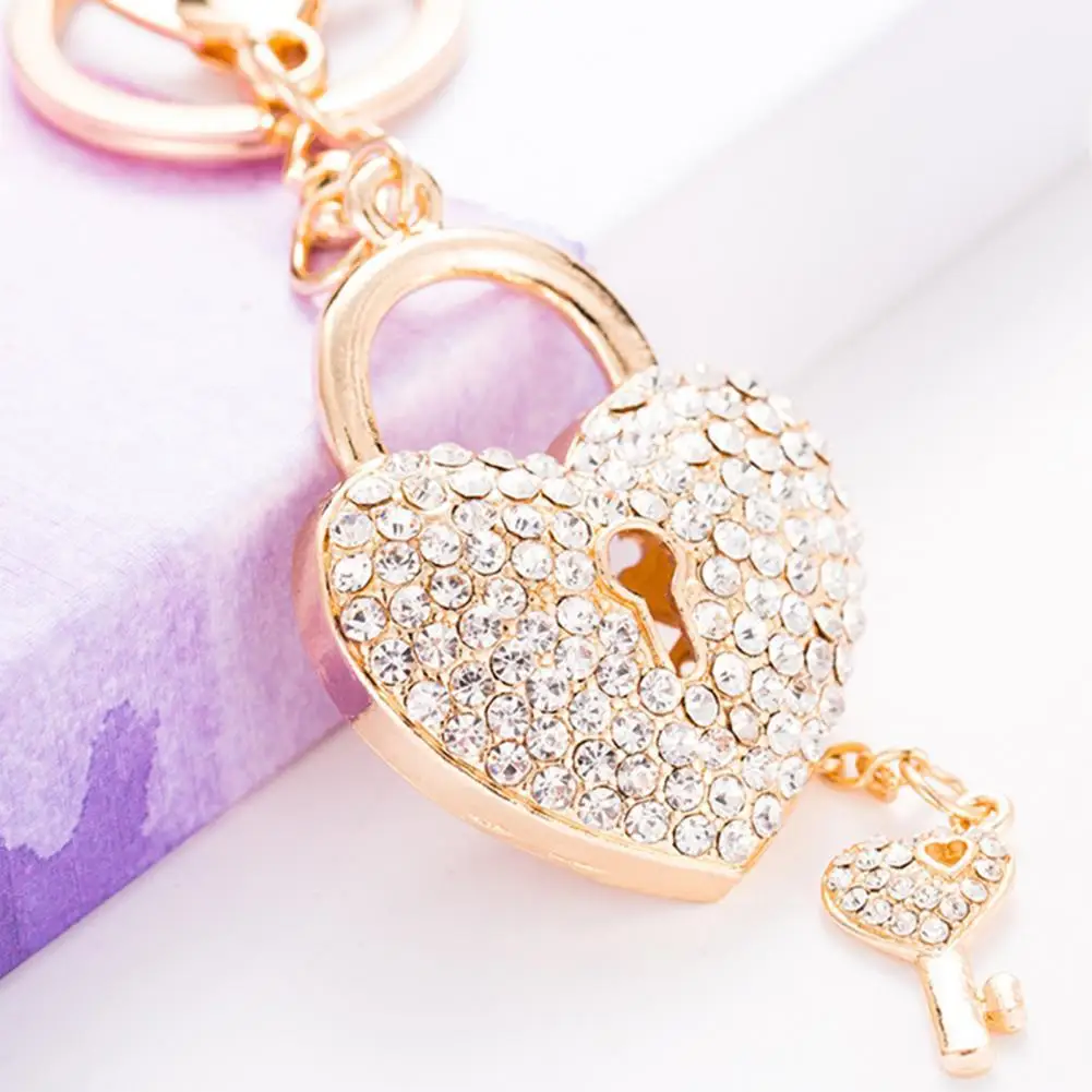 Shinny Luxury Keychain Faux Crystal Rhinestone Heart Shape Zinc Alloy Tassels Car Keyring Key Chain Bag Hanging Pendant Jewelry