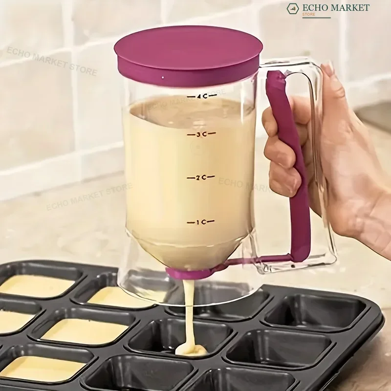 1 pz. Dosatore per impasto da 900 ml, imbuto graduato portatile per pasticceria, ideale per pancake, cupcake e torte