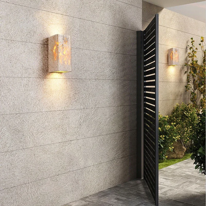 LED Hallway Wall Lamp Outdoor Wabi-sabi Waterproof  Marble Corridor Sconce Indoor Lamp Decor Courtyard Doorway Home Wall Lights