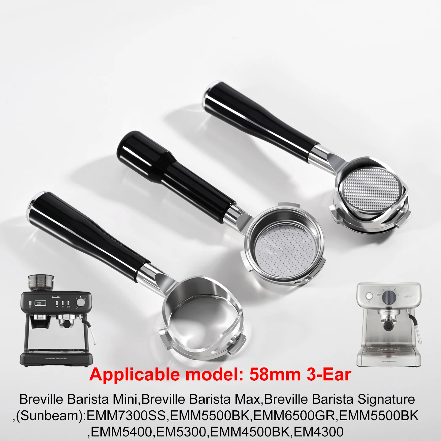 58mm 3Ears For Hibrew H10a/H7a/H7 Barsetto/LEHEHE/Petrus3899 Espresso Bottomless Portafilter Replacement Basket Barista Tools