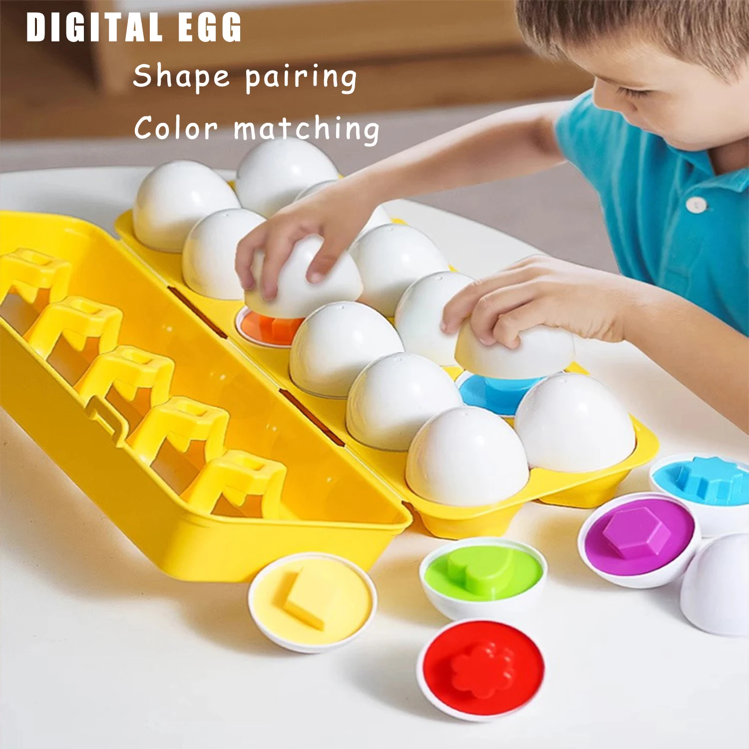 Giocattoli per uova Montessori Selezionatore di forme di colore Giochi di abbinamento Giocattoli educativi per l'apprendimento per bambini di 1-3 anni