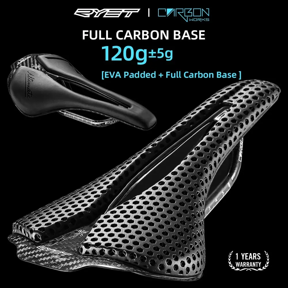 RYET 3D Printed Bicycle Saddle Ultralight 120g Carbon Saddle 250x140mm Bike Seating for MTB Gravel Road Bike Seat Cycling Parts