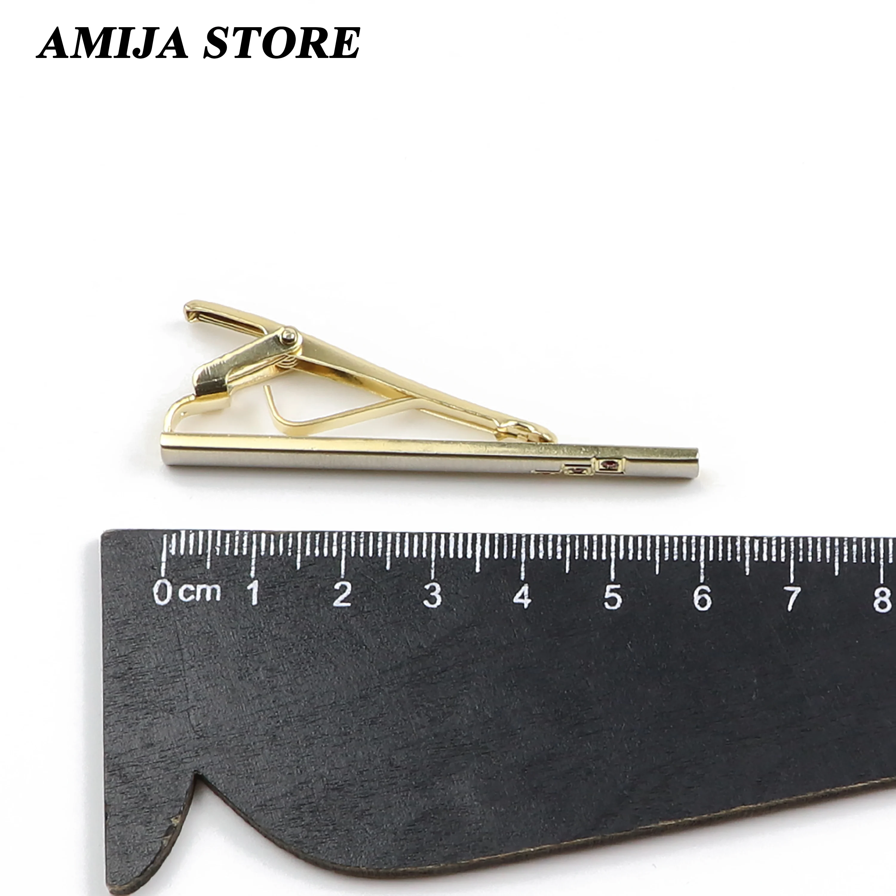 Men Metal Gold Color Tie Clip For Wedding Gifts Necktie Clasp Clip Gentleman 6cm Ties Bar Crystal Tie Pin For Men\'s Accessories