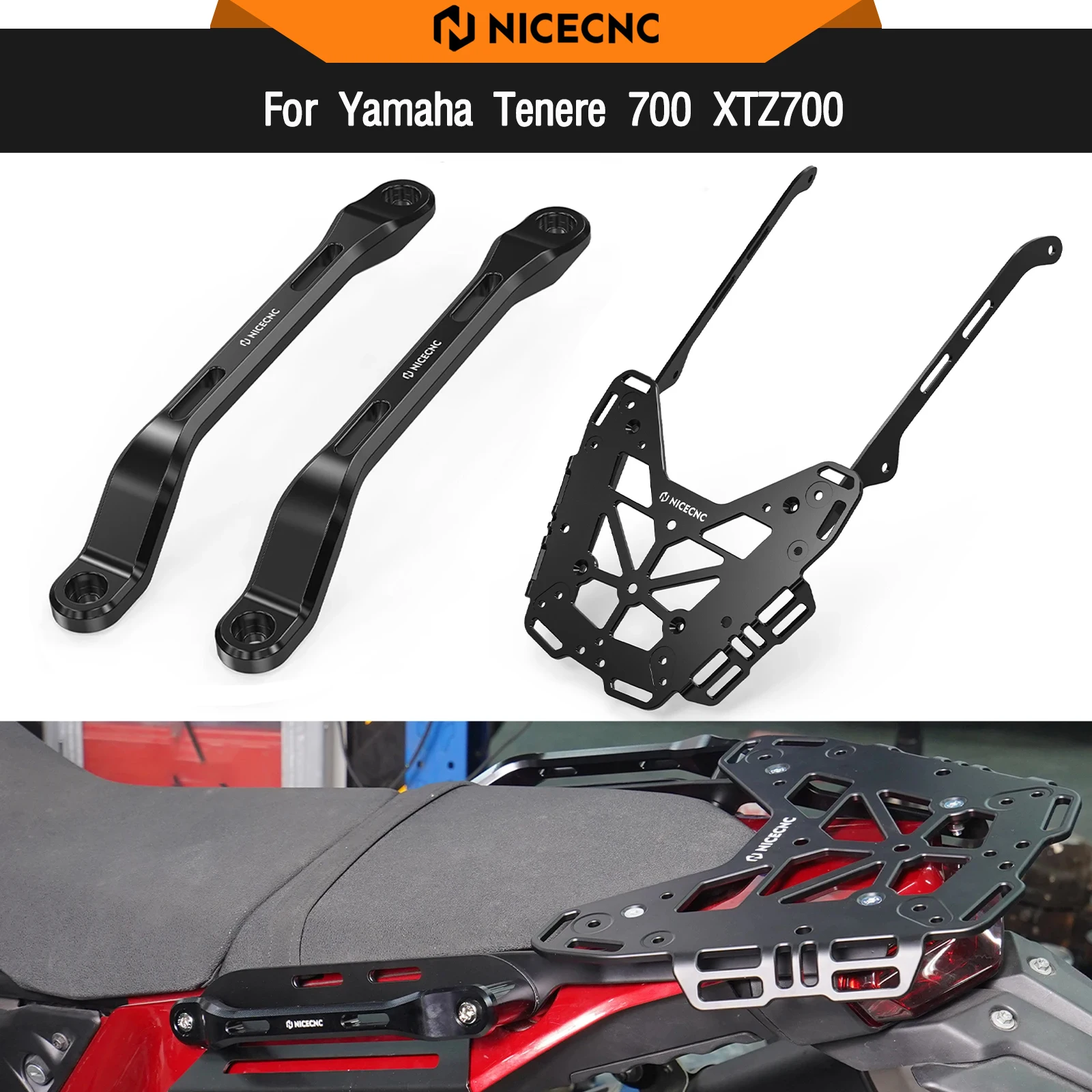 

For Yamaha Tenere 700 T700 XTZ700 2019-2024 Rear Grab Handles Bar Rail Rear Luggage Rack Cargo TENERE700 Rally Edition 2020-2024