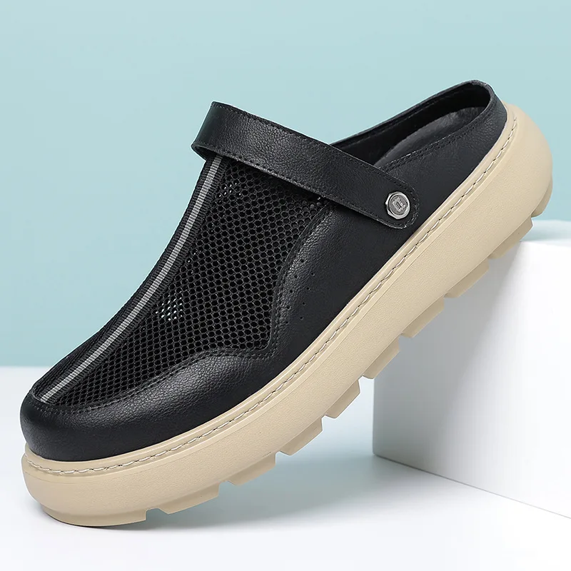 

Мужские летние шлепанцы 2026 года: слипоны, с открытым задником, с закрытым носком, повседневные, дышащие, кожаные