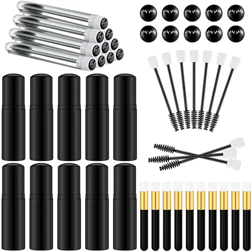 Juego de 30 brochas para nariz y pestañas, botellas de jabón vacías de 1,8 oz/60ml, dispensador con bomba de espuma, herramientas de maquillaje para viajes para mujeres