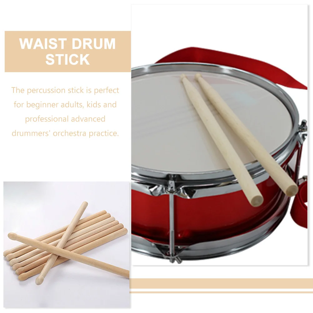

4 Pairs Wooden Drumsticks Waist Drum Stick Toddler Snare Drum Musical Instrument Sticks Smooth Surface Durable Performance