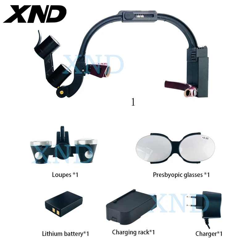 XND Dental Binocular Surgical Magnifier 2.5X 3.5X 5X 6X Optional Magnification  with Headlight LED Light Dentist Medical Loupes