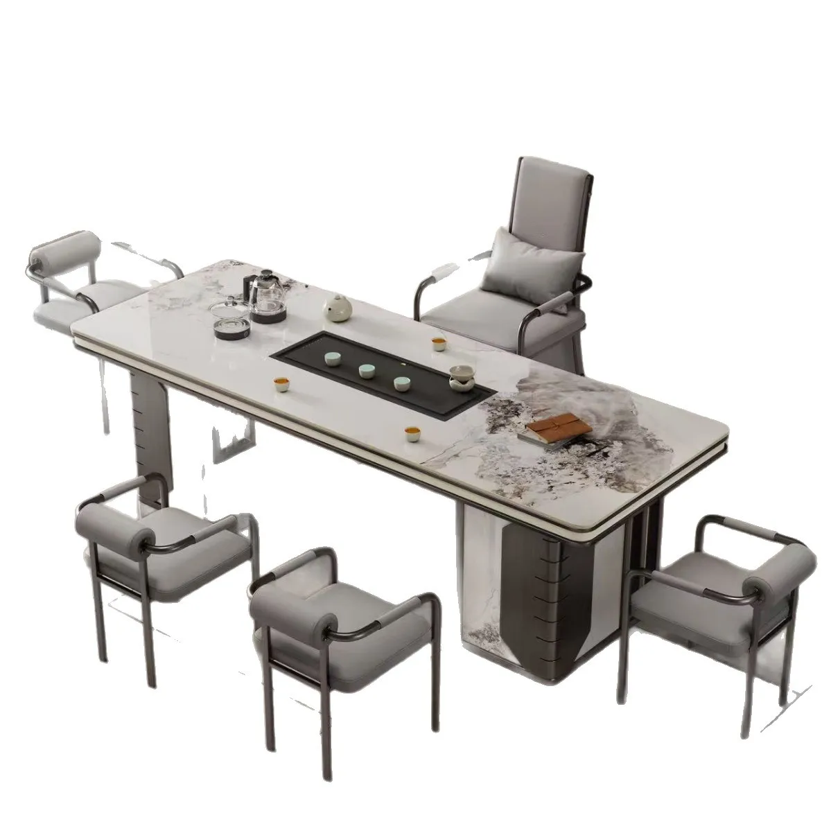 Light luxury, rock slab, tea table, modern, simple, new, Italian style