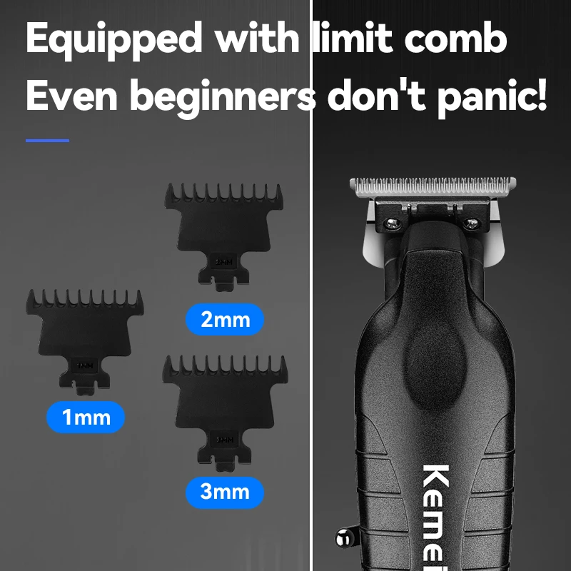 Kemei 2293 Barber Cordless Hair Trimmer 0mm Zero Gapped Carving Clipper Detailer Professional Electric Finish Cutting Machine