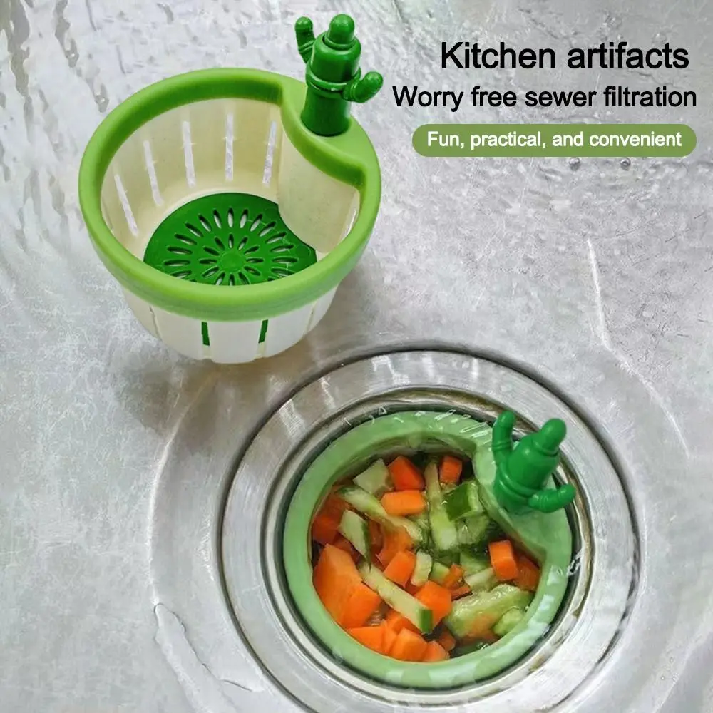 1/2pcs Leakage-proof Cactus Kitchen Sink Drain Strainer Anti-clogging Food Waste Catcher Cactus Sink Drain Filter