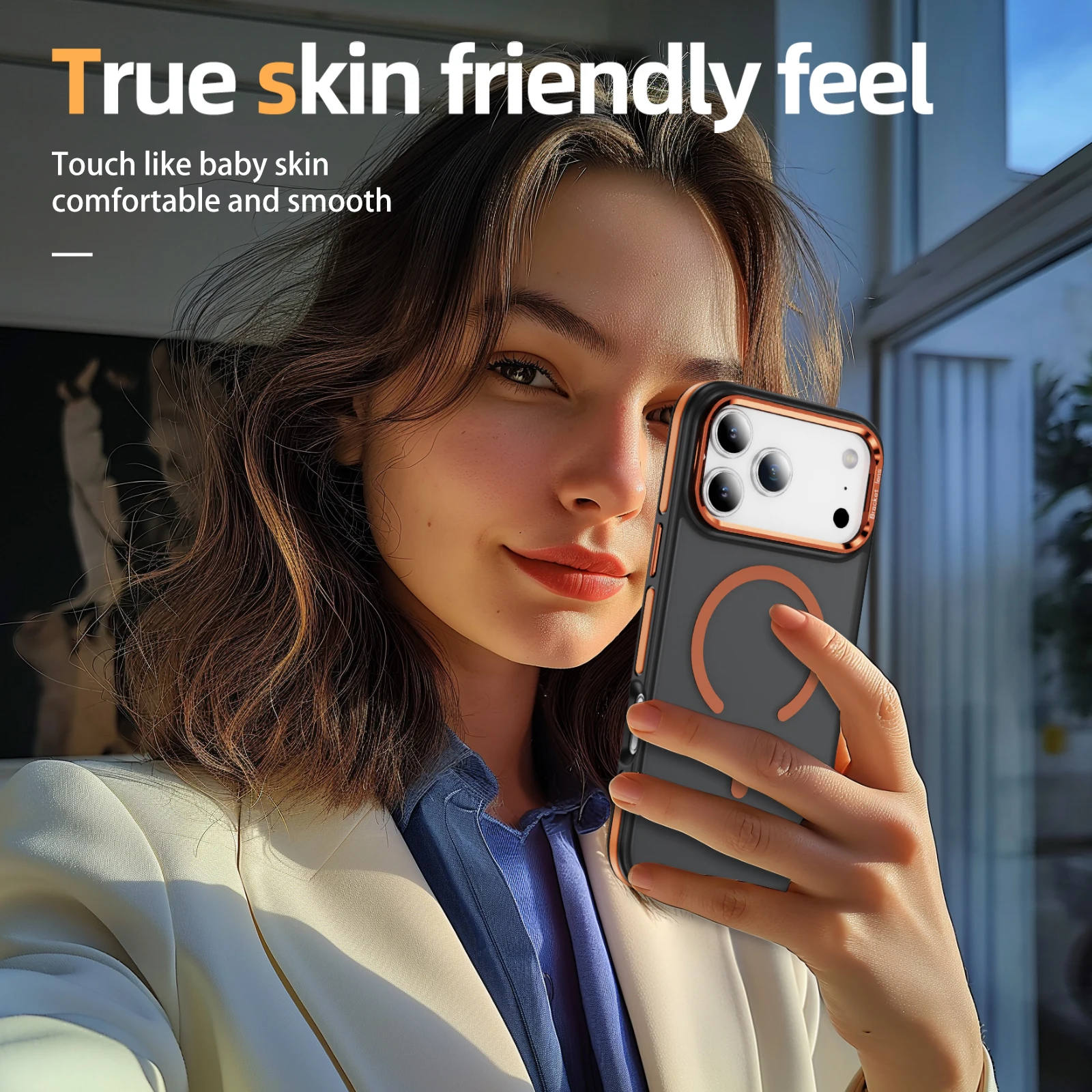 Для Magsafe Магнитный двухцветный матовый металлический держатель для объектива Чехол для iPhone 17Air 16 15 14 Plus 13 12 11 Pro Max Задняя крышка