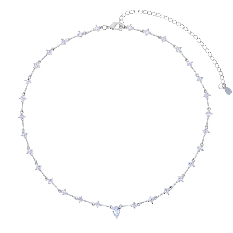 2026 Nieuwe Geometrische CZ Station Link Chain Choker Sexy Lange Lariat Vrouwen Ketting Hoge Kwaliteit Iced Out Zirconia Mode-sieraden