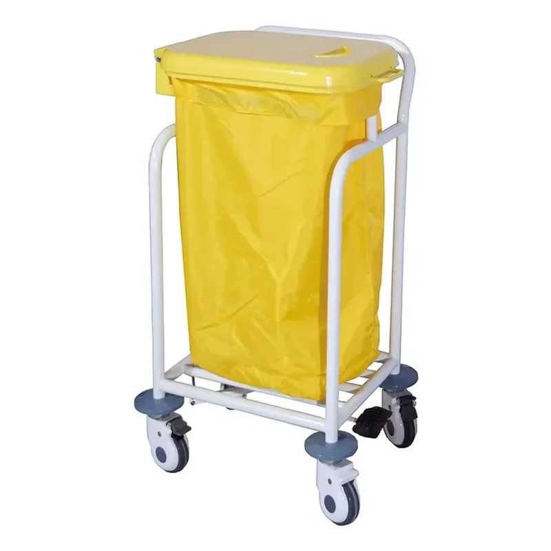 Hospital Laboratory Laundry Pedal Cart Easy to Clean Dirty Cloth Transport for Clinical Car Wash Sports Use