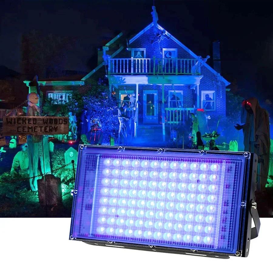 395nm UV Floodlight 50W 200W 300W LED UV Spotlights Waterproof IP65 Curing Ultraviolet Lamps Effect for DJ Party Holiday Decor