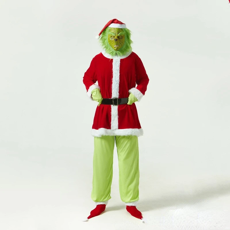 Weihnachten grünes Fell Monster Santa Claus Cosplay Kostüm Santa Anzug Frauen Kleidung Neujahr lustige Weihnachten Outfit Neujahr Party Set