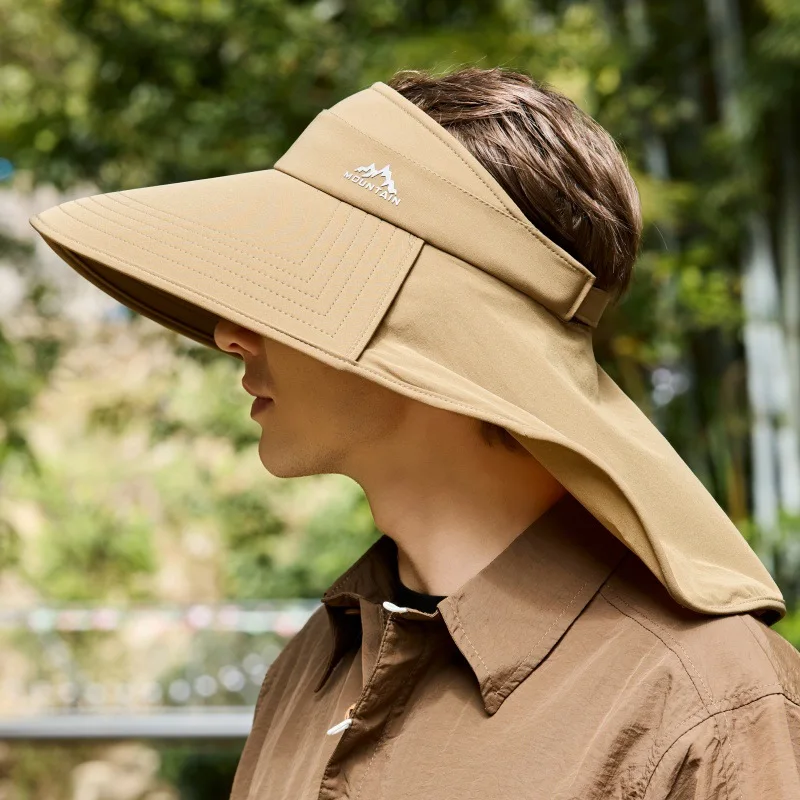 

Летняя мужская кепка для рыбалки с защитой от ультрафиолета, ледяной шелк, прохладная дышащая шляпа от солнца с большими полями и полым верхом, альпинизм на открытом воздухе