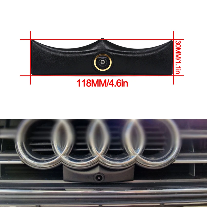 170° Fisheye Golden Lens Car Front View Camera For Audi A4 B8 B9 2017 2018 2019 2020 2021 2022 AHD CCD Waterproof Camera