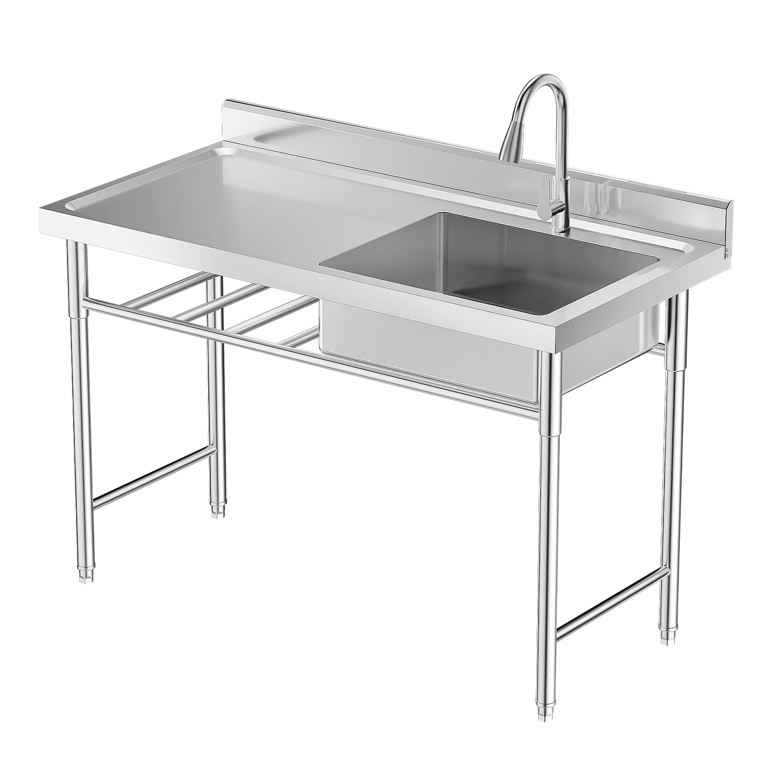 47.2*23.6*31.5 Inch 304 Stainless Steel Kitchen Sink with Countertop Flexible Ceramic Valve Core Faucet Withdrawable