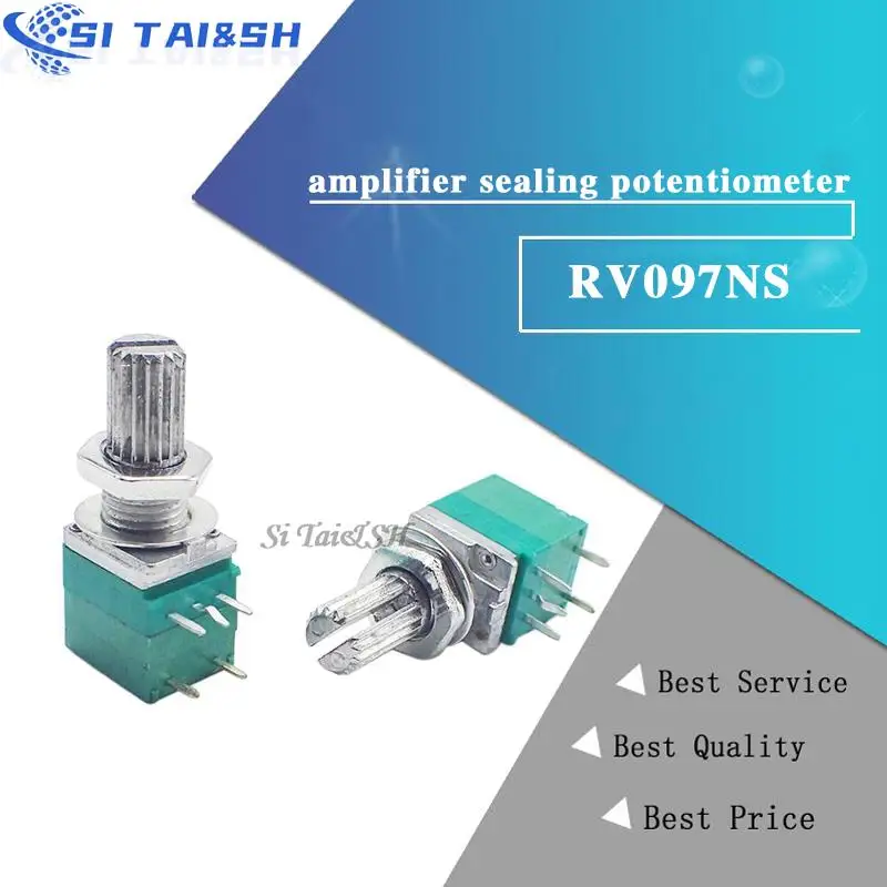 Potentiomètre d'étanchéité de l'amplificateur RV097NS, interrupteur audio, 5 broches, arbre 15mm, 5K, 10K, 20K, 50K, 100K, 500K, 5 pièces