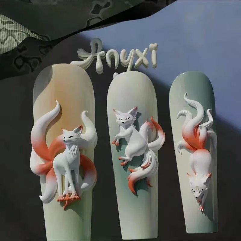 Nail Mold DIY Silicone 3D Nine-tailed Fox Three-dimensional Nail Art Decorations Creative Clear Nail Tools