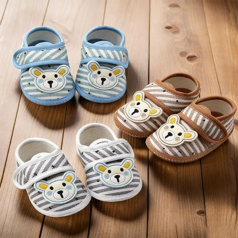 Cute Soft Sole Shoes Anti-slip Breathable First Walker Shoes Cartoon Bear Booties Boy Girl