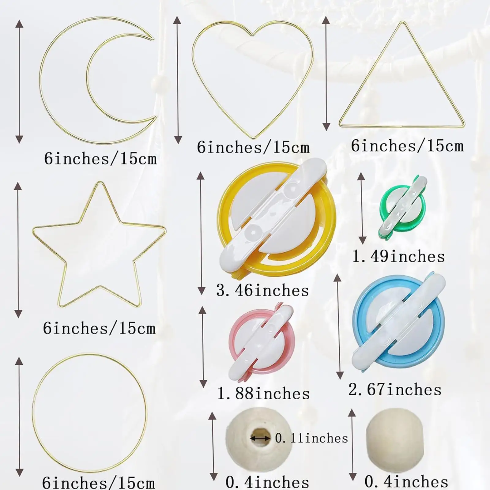 Dream Catcher Ringen Craft Ringen 6 inch, Rond met Weefgereedschap Macrame Hoops Ringen Metalen Hoops voor Macrame Hangende Ambachten